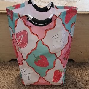 Strawberry and Bunny Kids Laundry Tote Bag - Pink and Green New In Package